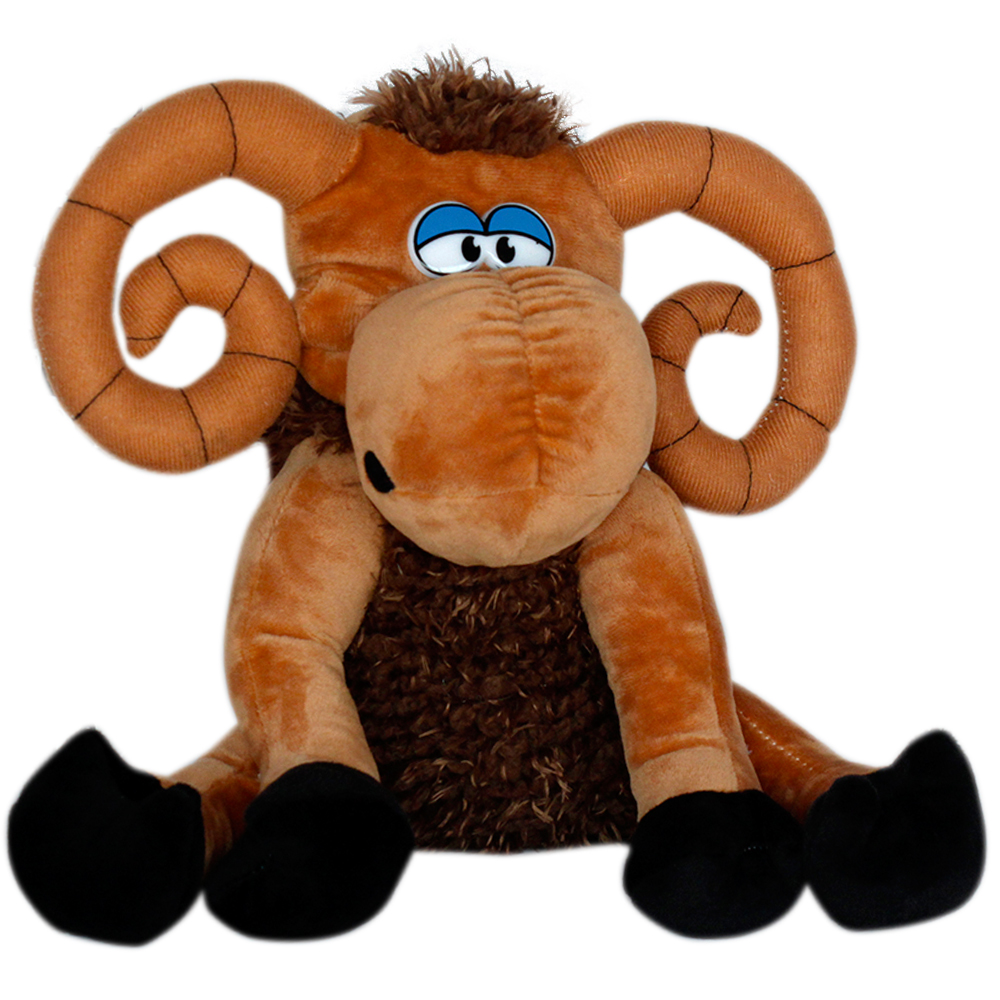 Плюшен овен с медальон Тъмно кафяв 25 см