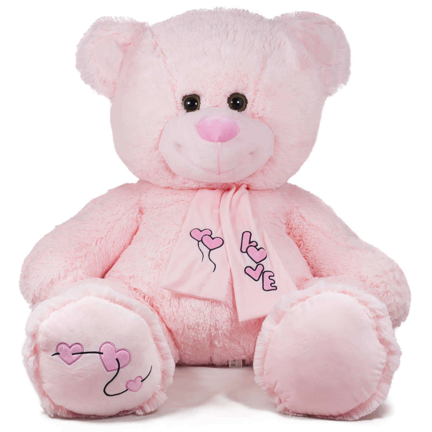 Плюшено мече с шал LOVE, розово, 120см