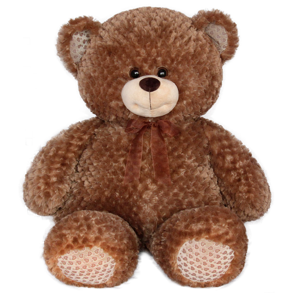 Рошаво плюшено мече с панделка 120см Кафяв