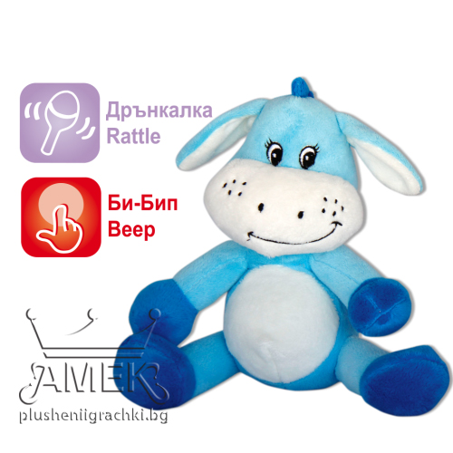 Бебешка играчка животинче с дрънкалка Магаренце 22 см