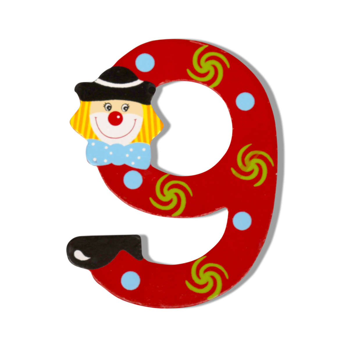 Декоративна дървена цифра - 9 Жълт 7.5 х 9.5 см