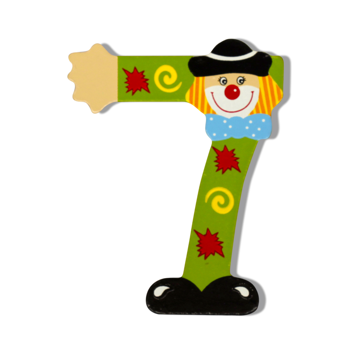 Декоративна дървена цифра - 7 Червен 7.5 х 9.5 см