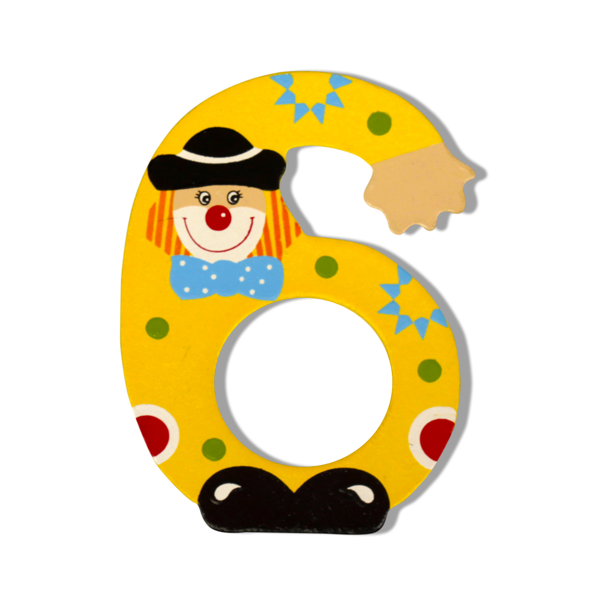 Декоративна дървена цифра - 6 Оранжев 7.5 х 9.5 см