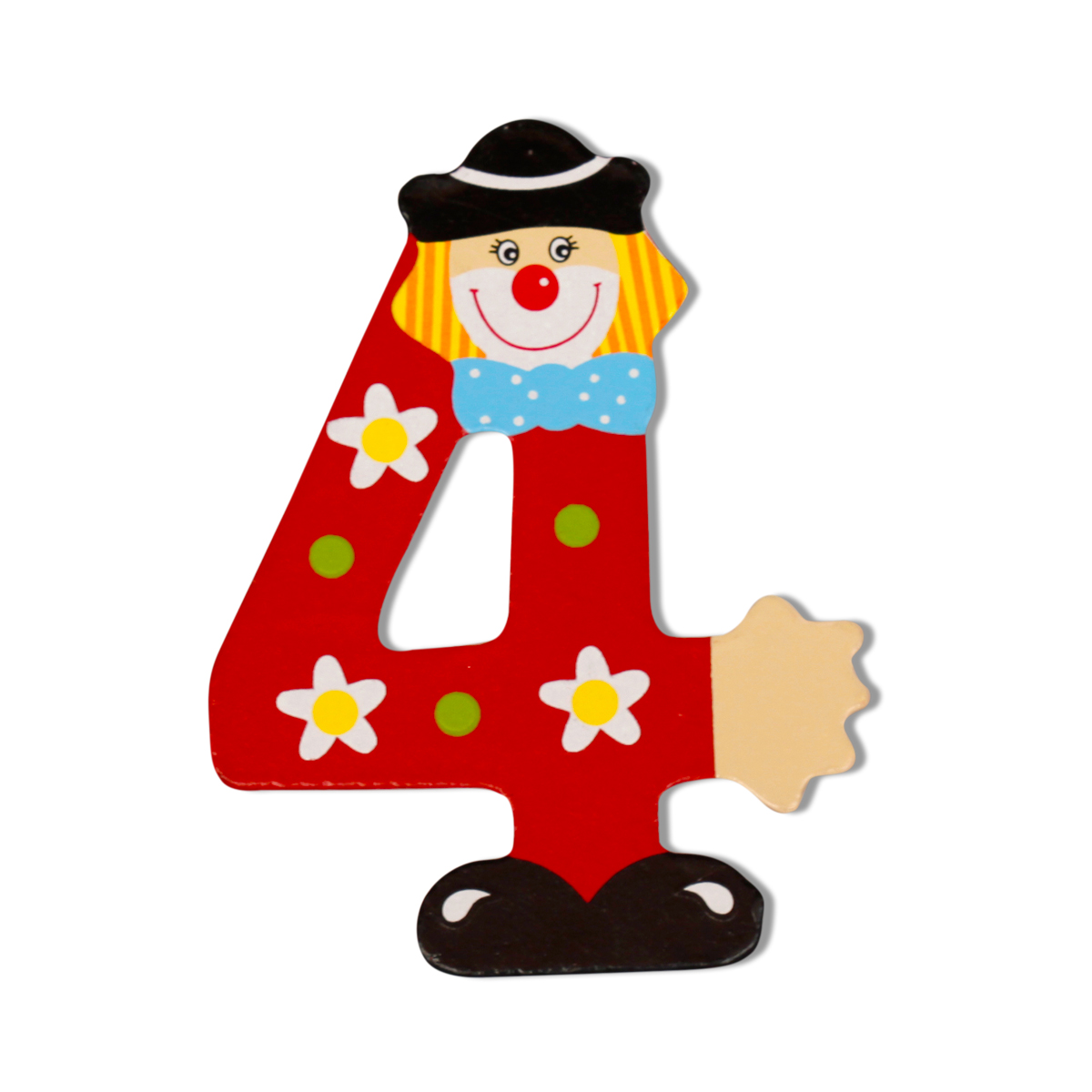 Декоративна дървена цифра - 4 Червен 7.5 х 9.5 см