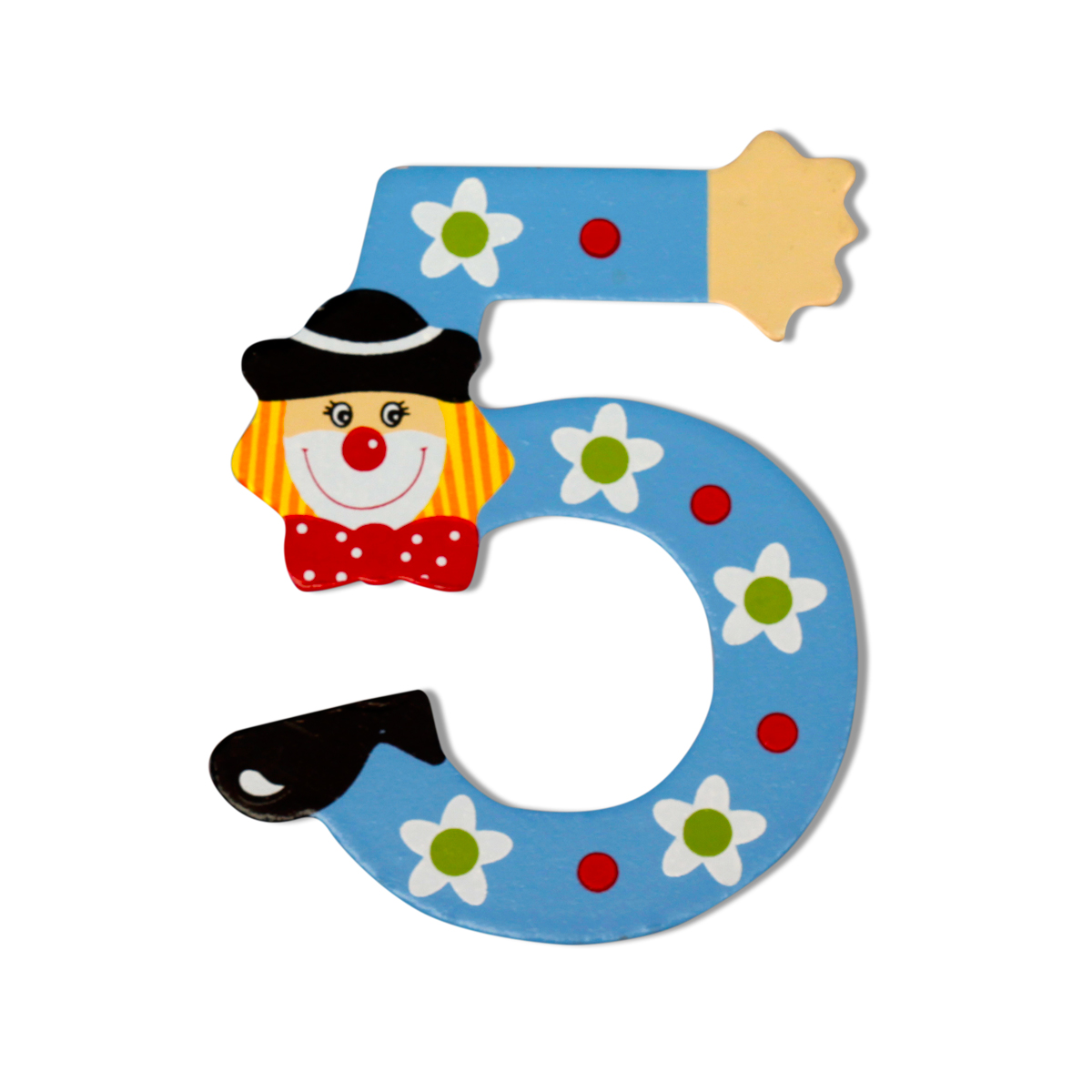 Декоративна дървена цифра - 5 Червен 7.5 х 9.5 см