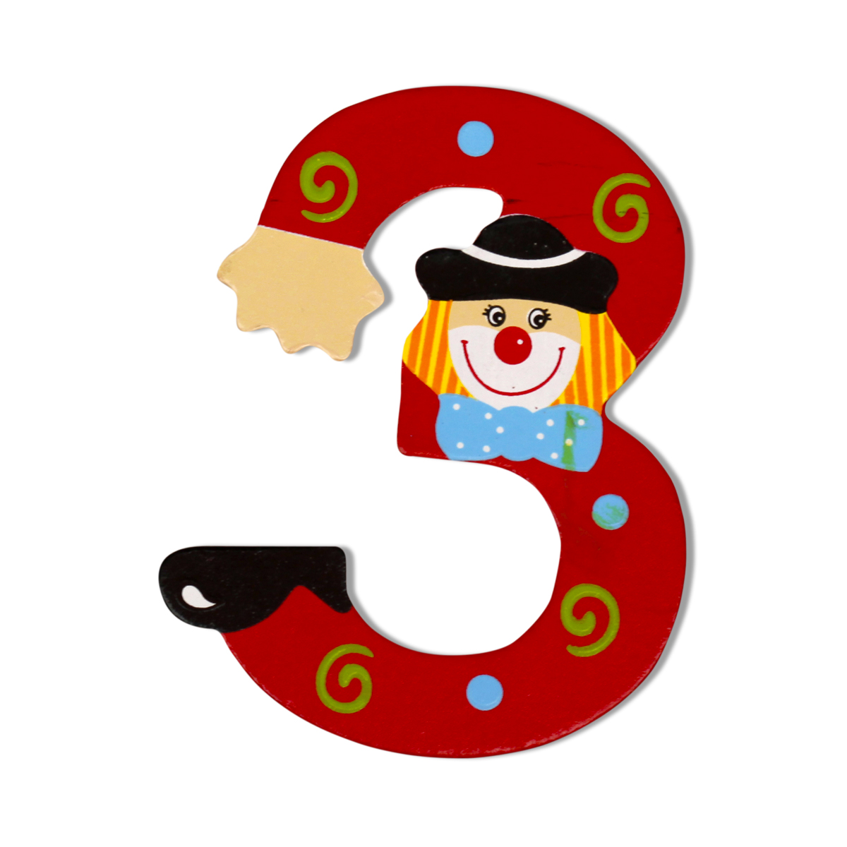 Декоративна дървена цифра - 3 Червен 7.5 х 9.5 см