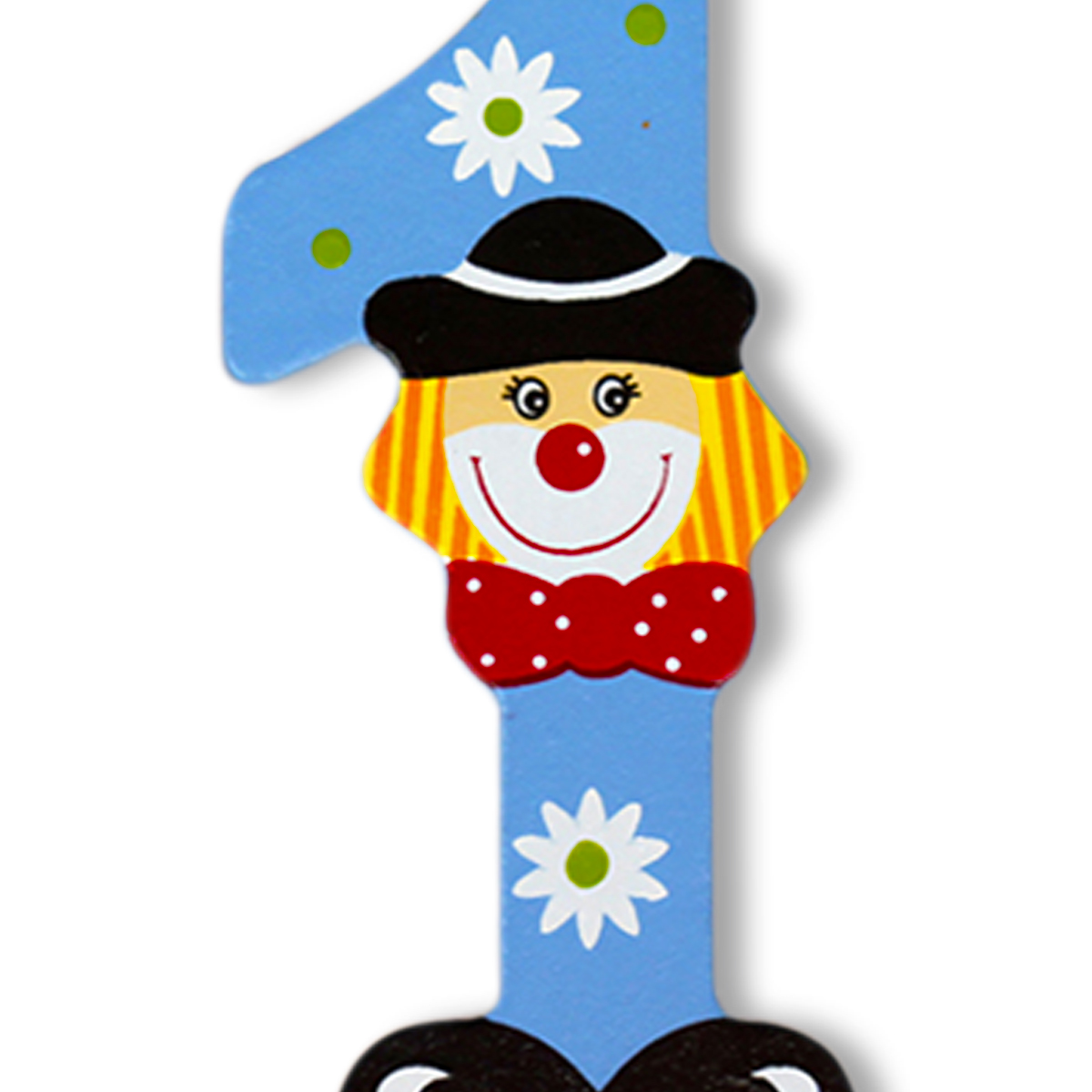 Декоративна дървена цифра - 1 Син 7.5 х 9.5 см