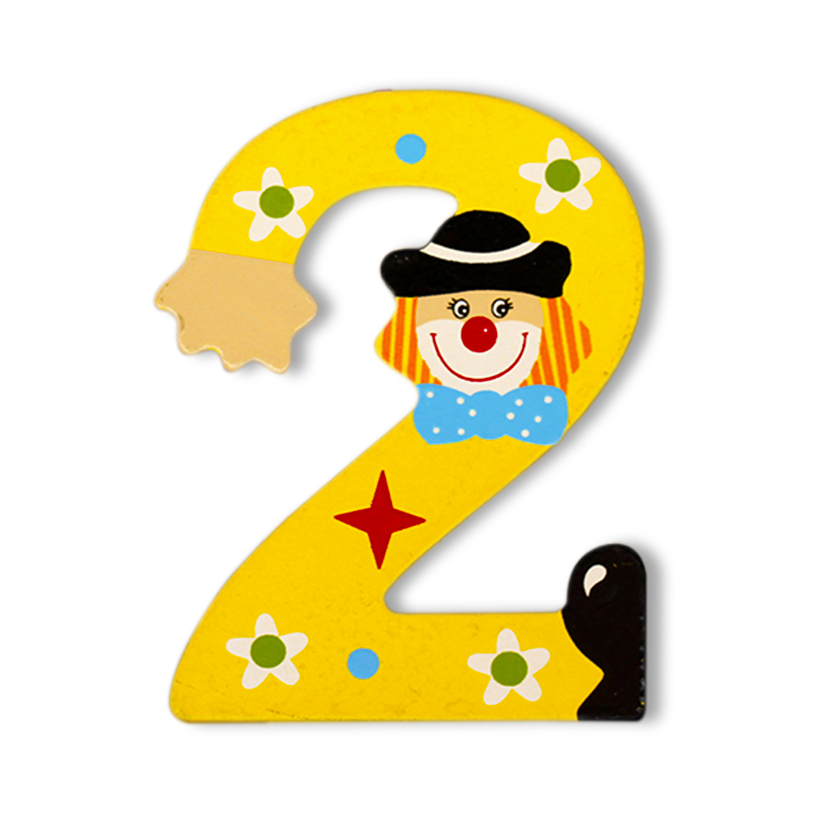 Декоративна дървена цифра - 2 Оранжев 7.5 х 9.5 см