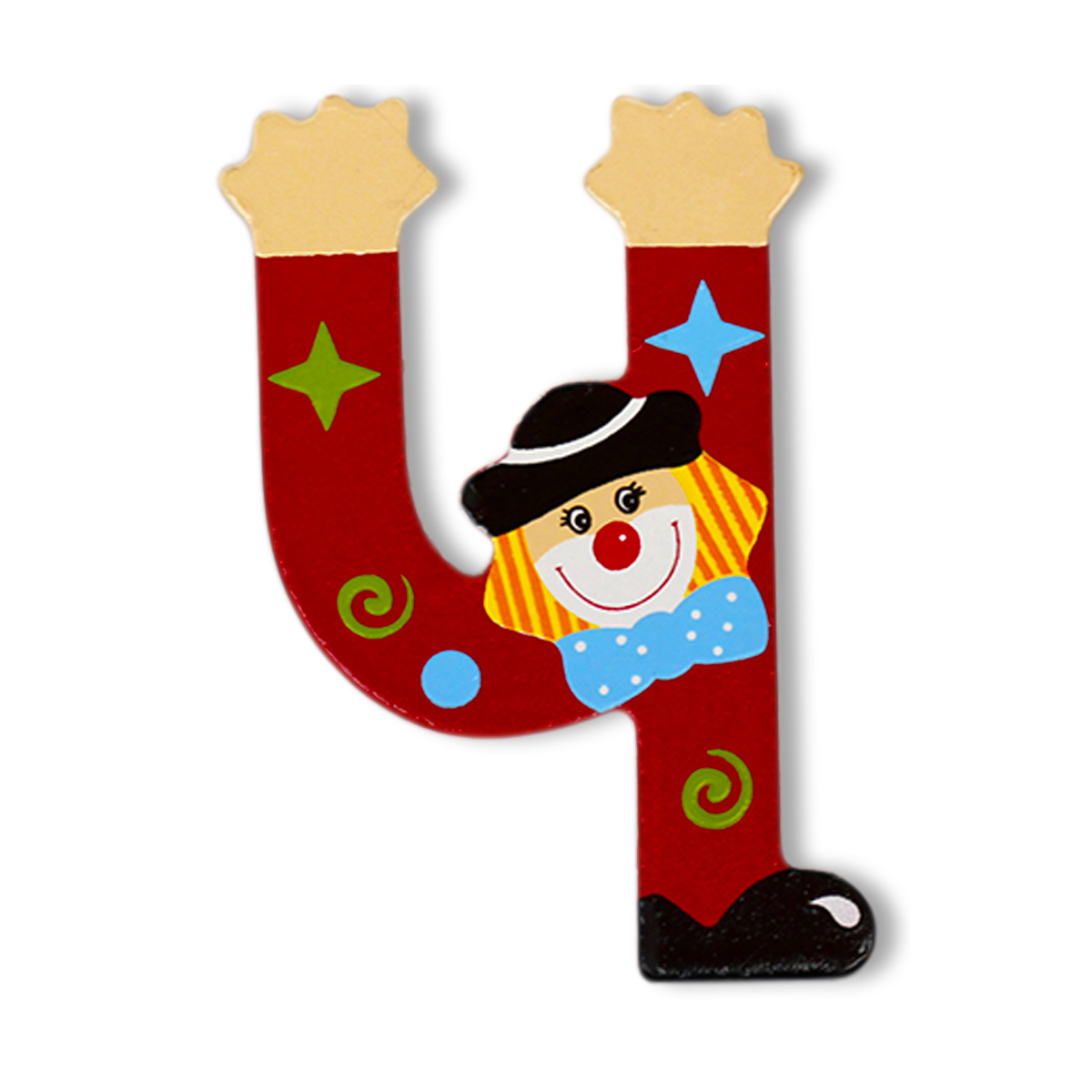 Декоративна дървена буква - Ч Син 7.5 х 9.5 см