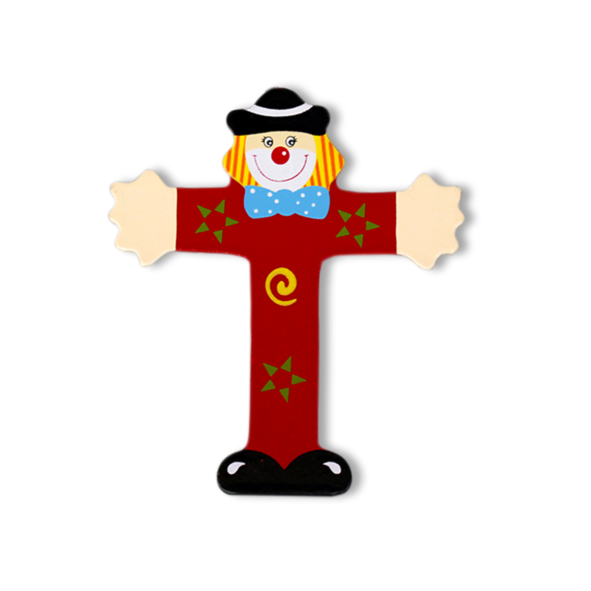 Декоративна дървена буква - Т Син 7.5 х 9.5 см