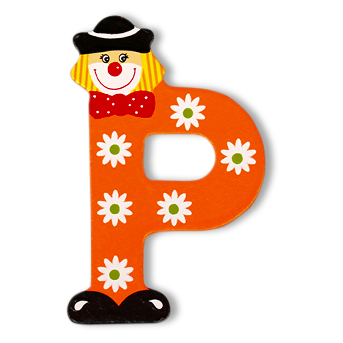 Декоративна дървена буква - Р Червен 7.5 х 9.5 см