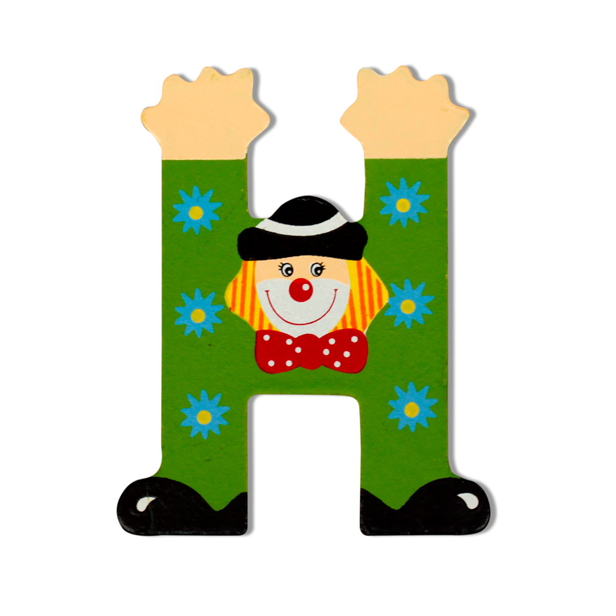 Декоративна дървена буква - Н Син 7.5 х 9.5 см