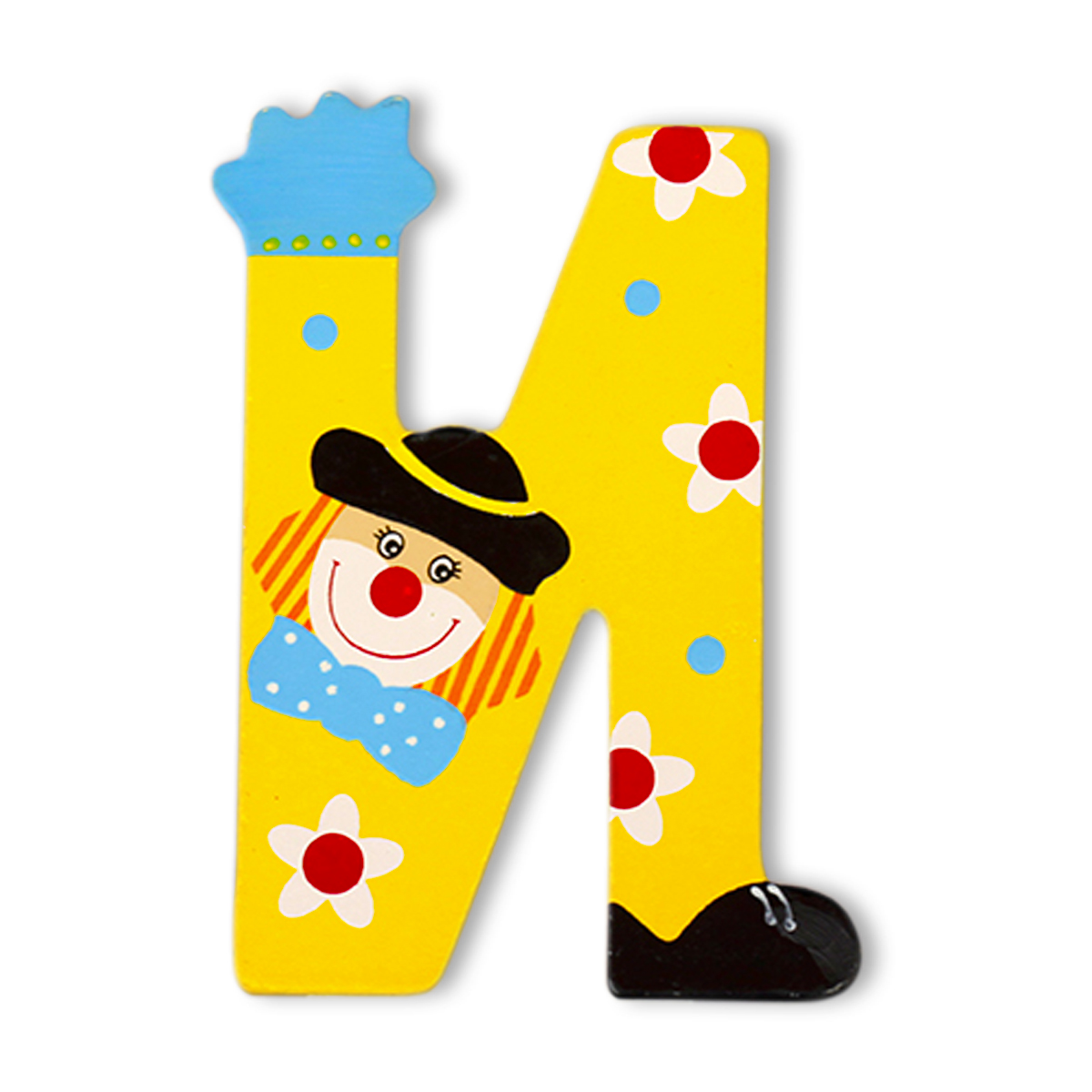 Декоративна дървена буква - И Оранжев 7.5 х 9.5 см