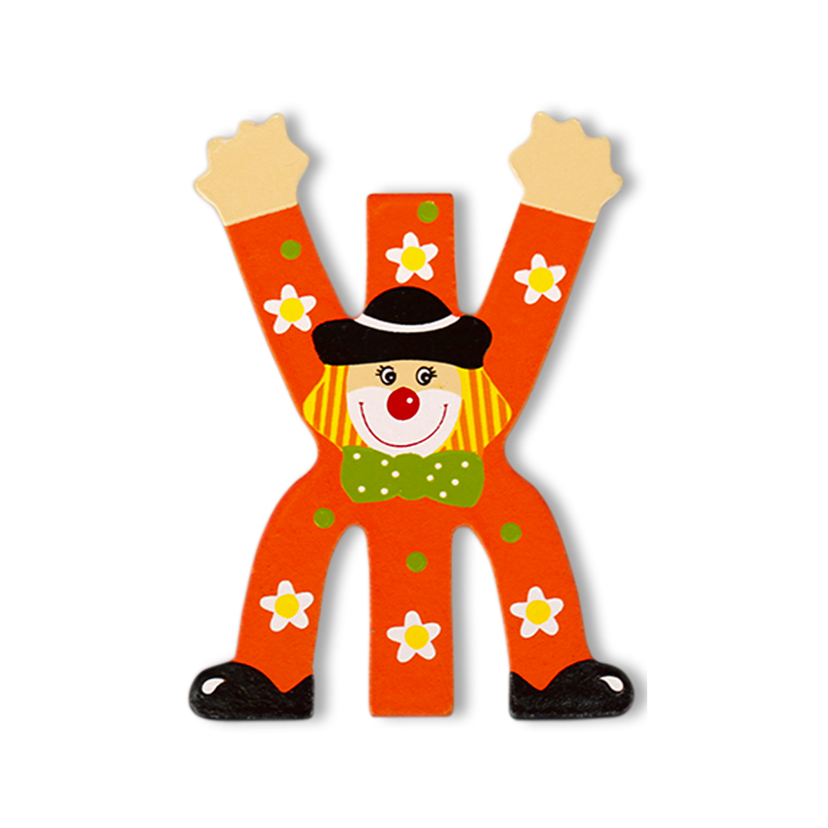 Декоративна дървена буква - Ж Оранжев 7.5 х 9.5 см