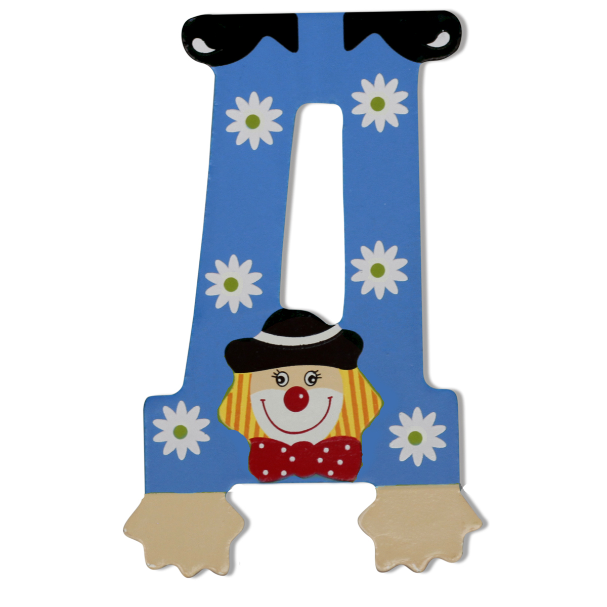 Декоративна дървена буква - Д Син 7.5 х 9.5 см