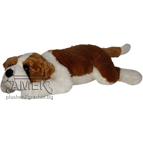 Плюшено легнало куче Санбернар Кафяво и бяло 90 см