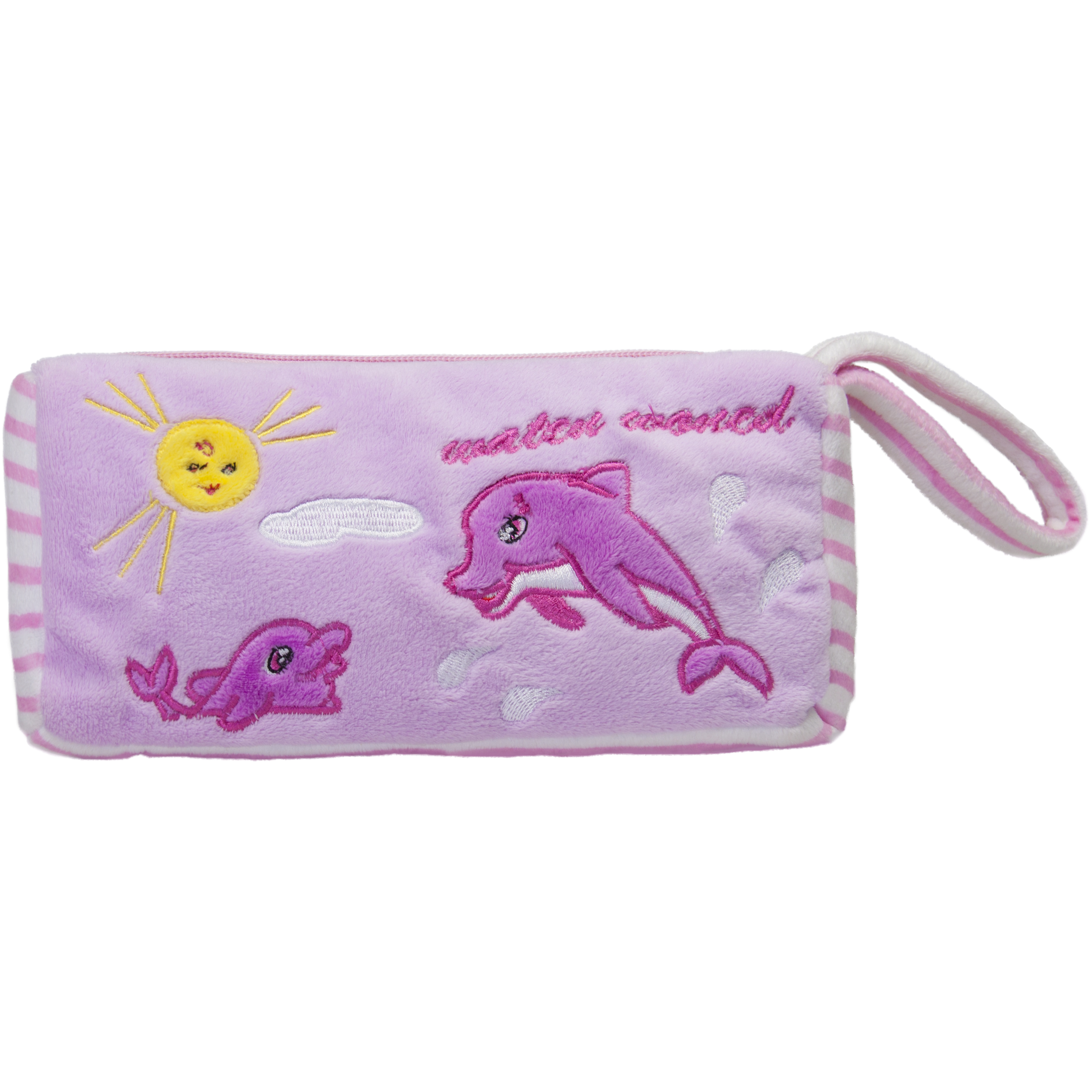 Плюшен несесер с делфини Розов 22 см