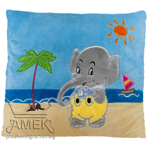 Морска възглавница със слонче, 2 вида, Момче, 36х36 см