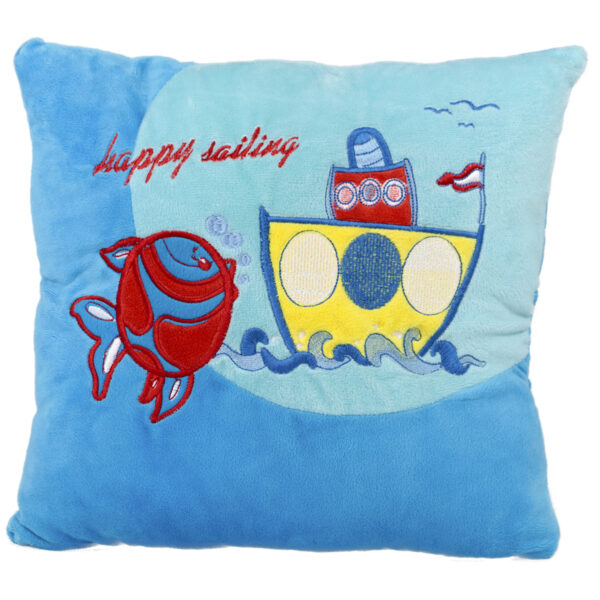 Морска възглавница| 5 вида Синя с червена рибка 34х34 см