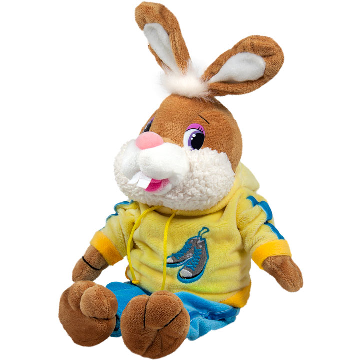 Заек със суичър Кафяв 22 см