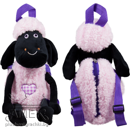 Плюшена раничка овца Розов 32 см