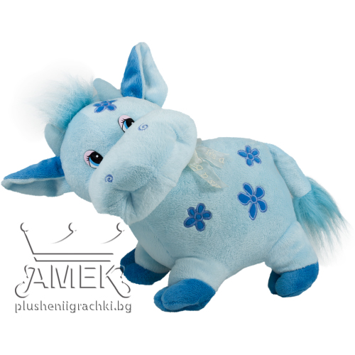 Плюшена кравичка на цветя Син 27 см