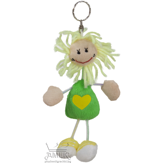 Плюшен ключодържател с усмихнато момиче Зелен 15 см
