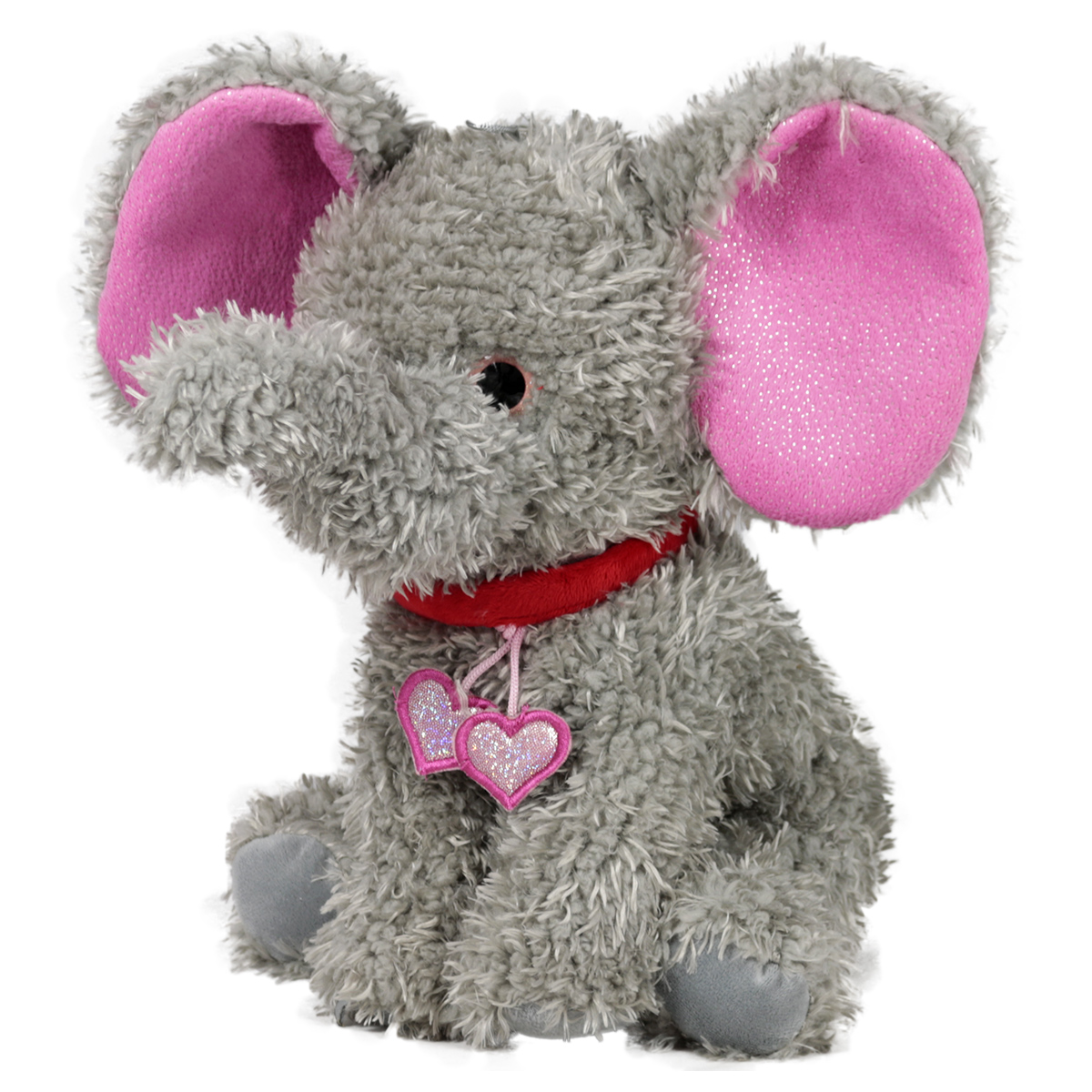 Слонче с медальон със сърца 30см Сив