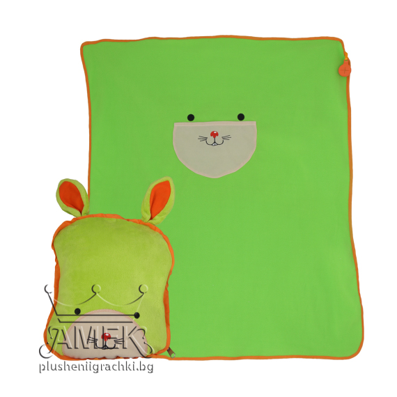 Детски пътнически комплект от плюш Зелен