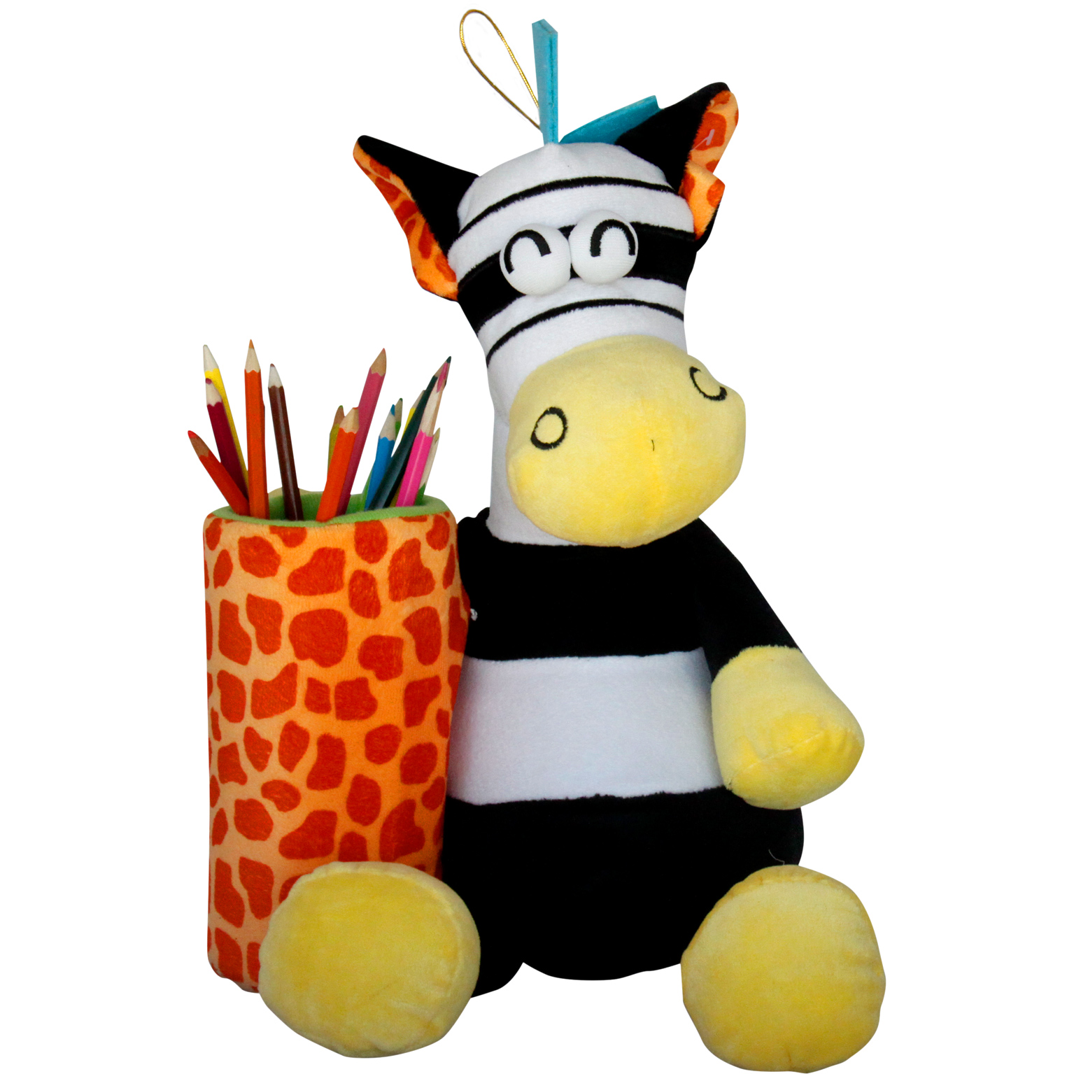 Плюшена зебра С моливник 34 см