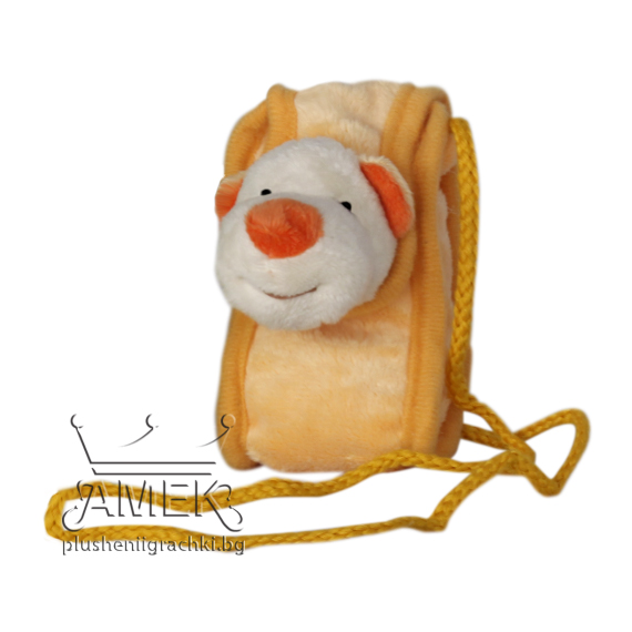 Торбичка с дълга връвка Оранжев Мече 10 см