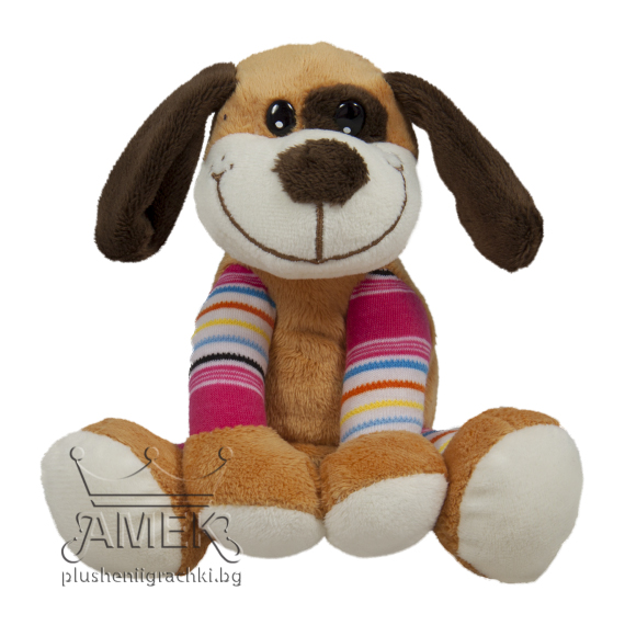 Малко куче с цветни крачета  Розов 14 см