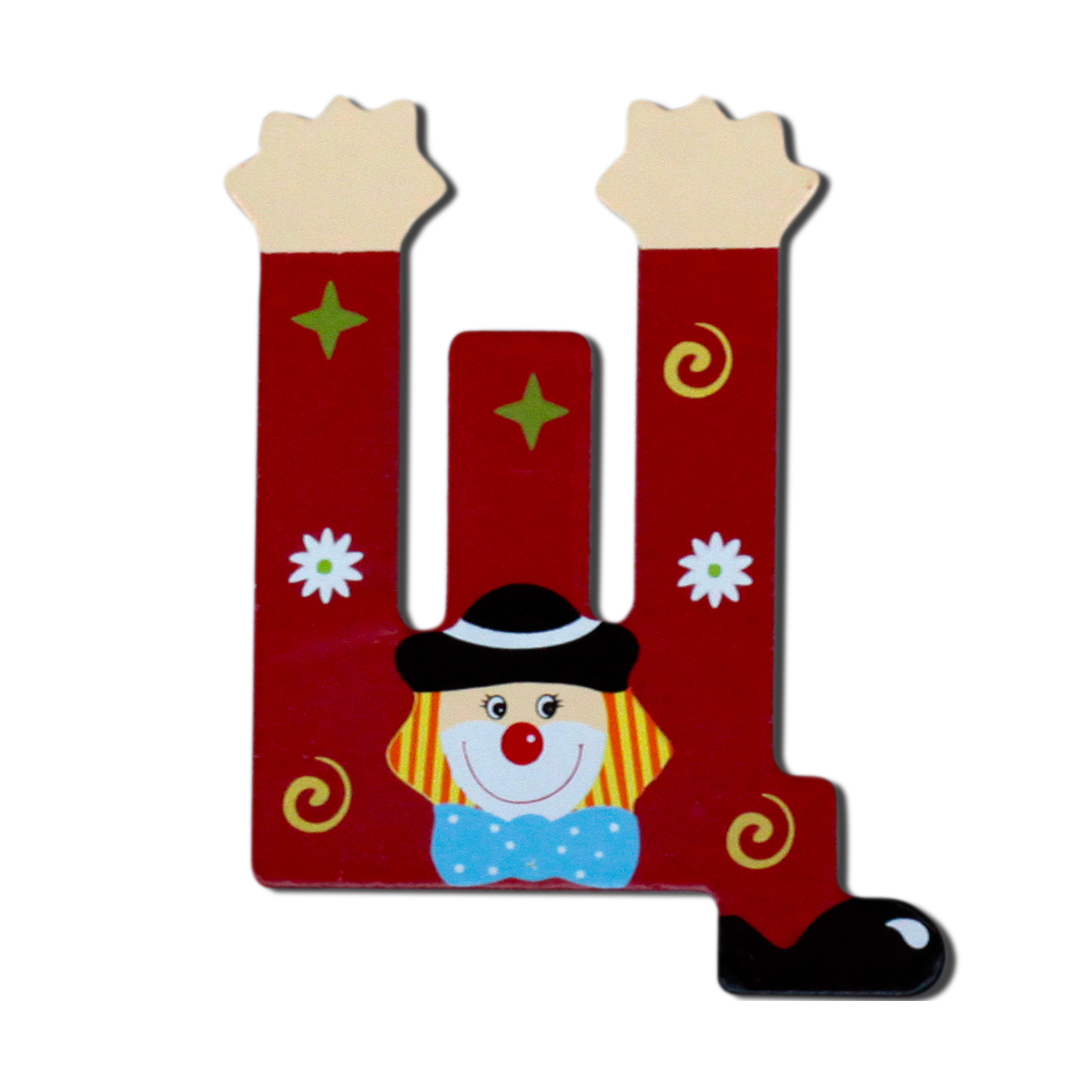 Декоративна дървена буква - Щ Червен 7.5 х 9.5 см