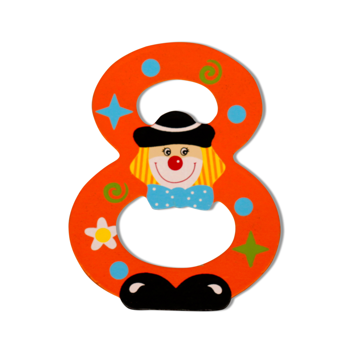 Декоративна дървена цифра - 8 Жълт 7.5 х 9.5 см