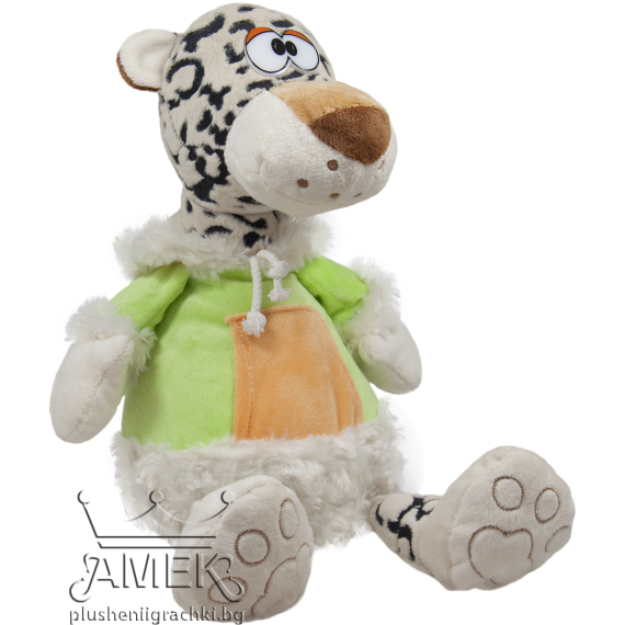 Диви животни с яке Бял леопард 34 см