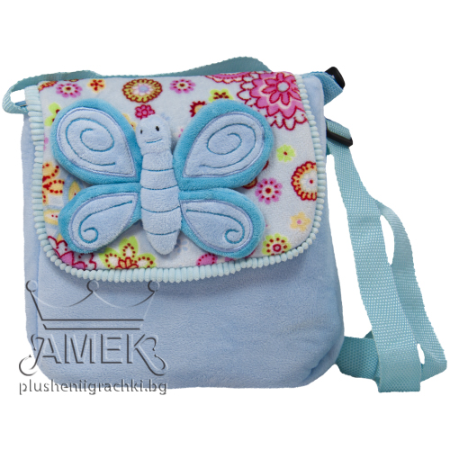 Чанта с пеперуда Син 20 см