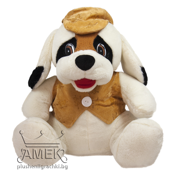 Куче с шапка Бял 34 см