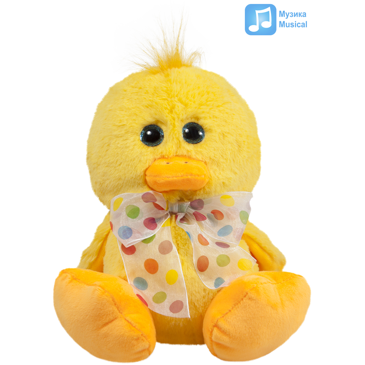 Плюшено жълто пате с панделка 21 см