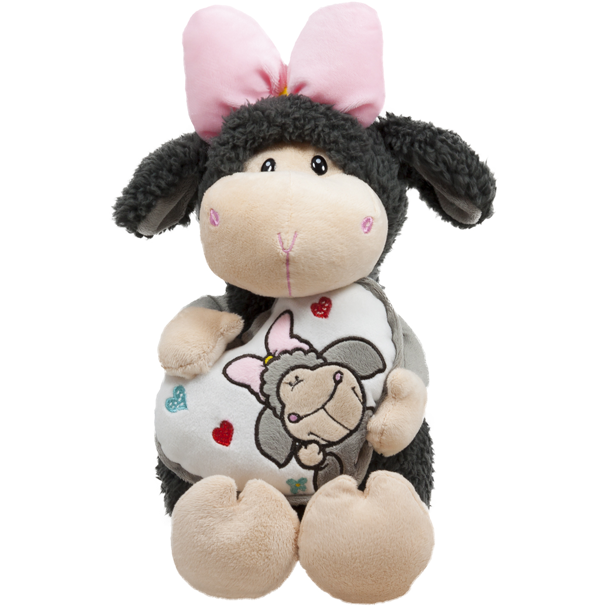 Плюшена овчица с панделка и сърчице 29 см