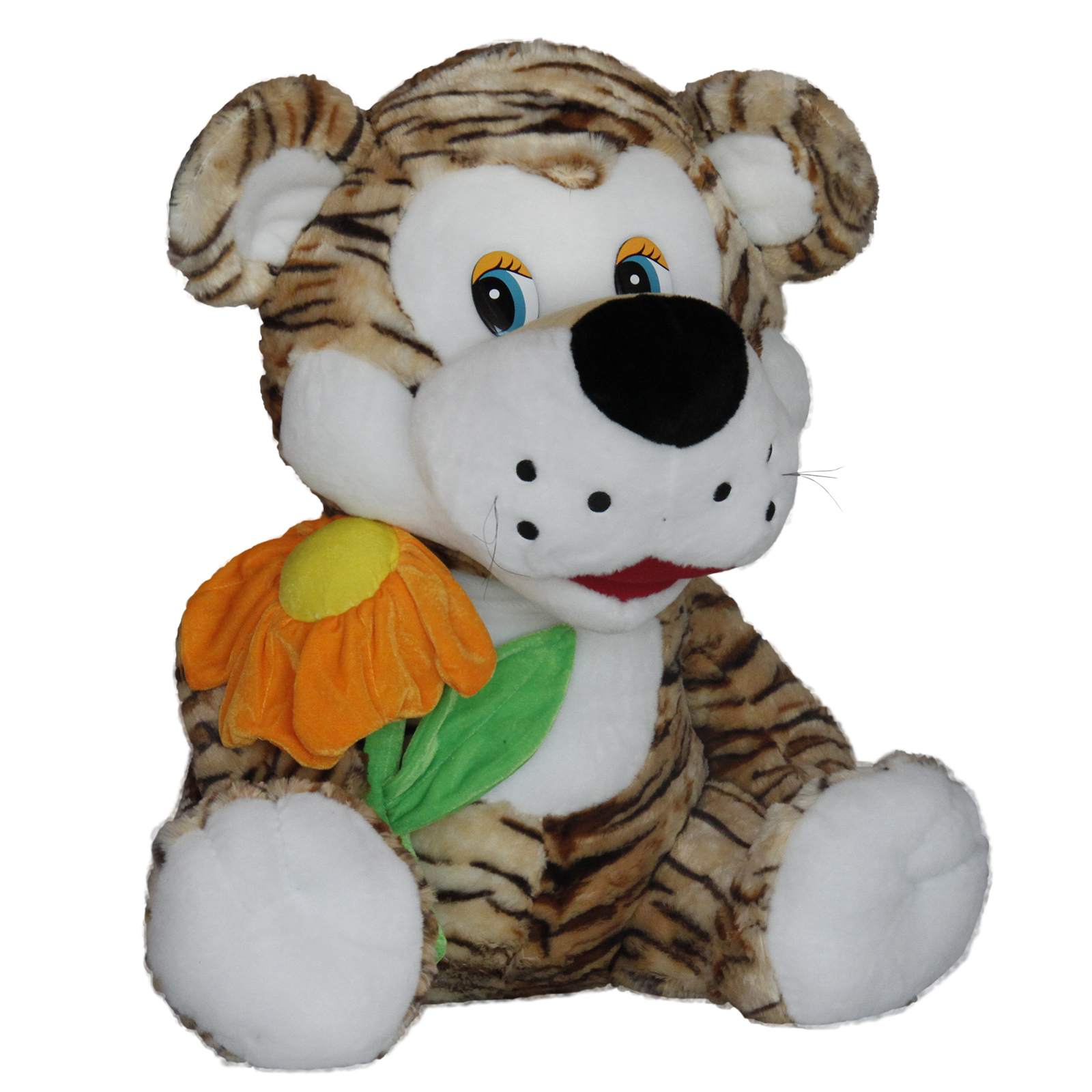 Голям плюшен тигър с цвете 60 см
