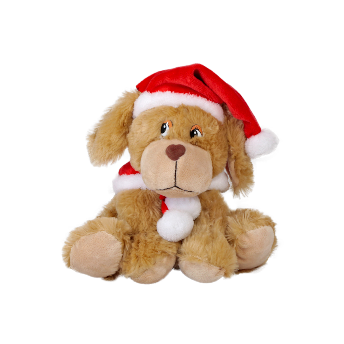 Куче с коледна шапка 20 см