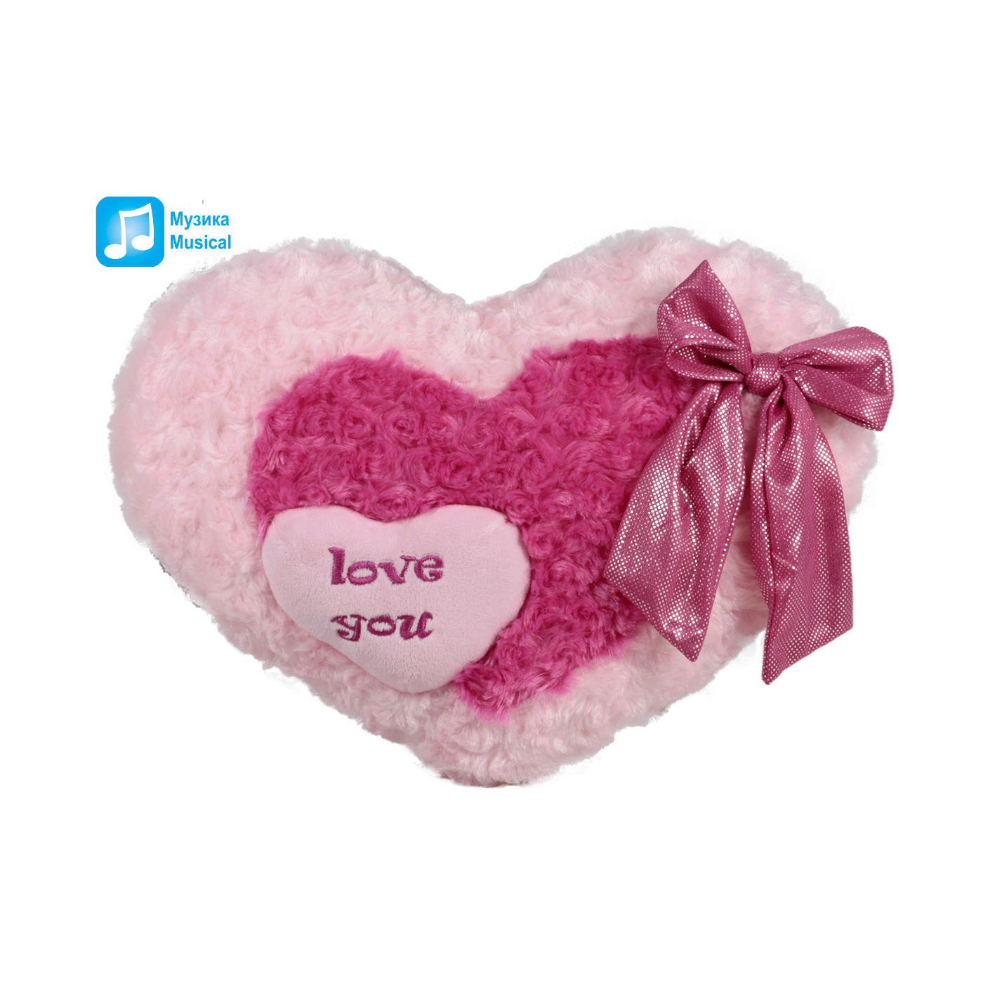 Розово сърце с панделка 22х16 см