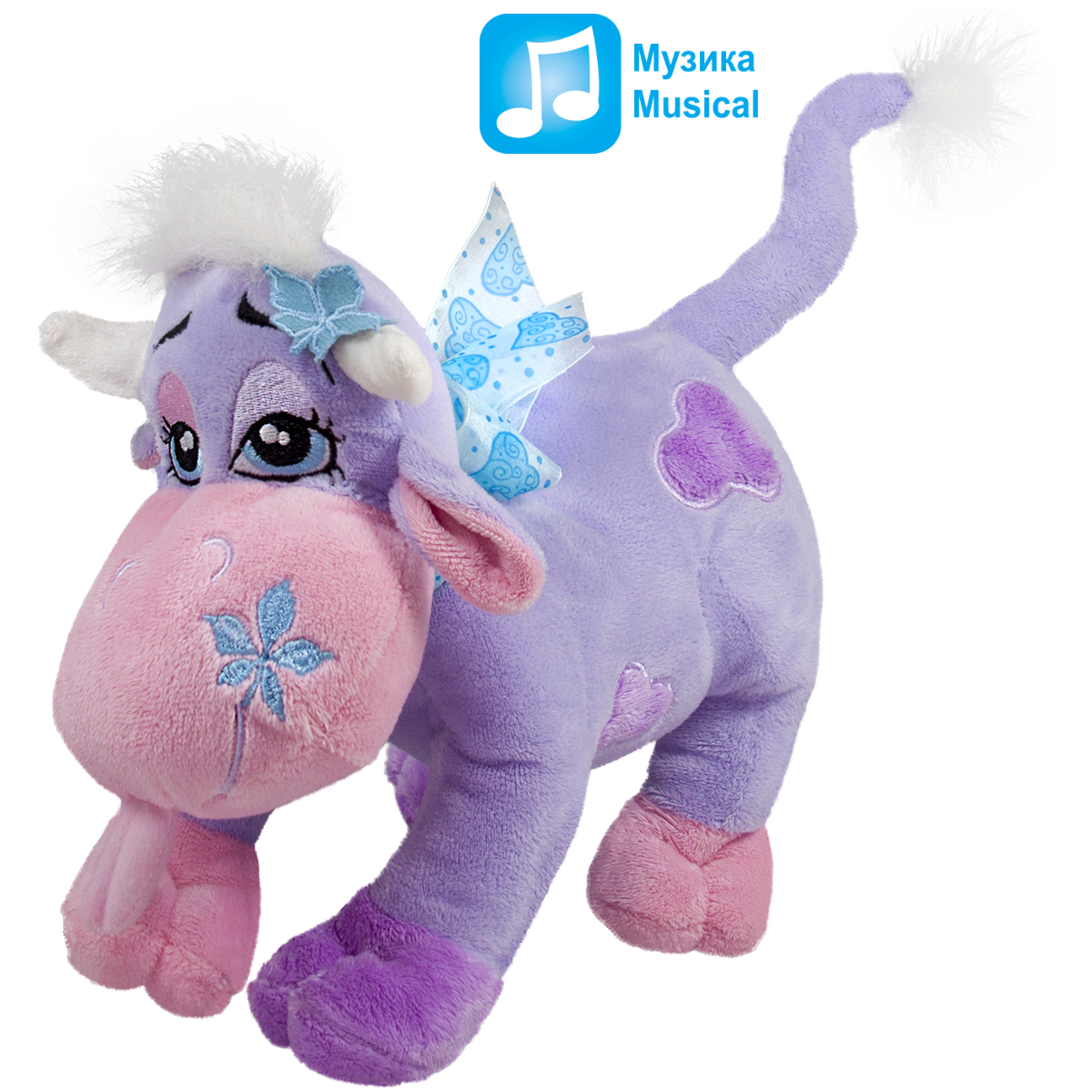 Плюшена Лилава кравичка + ЗВУК, 22см