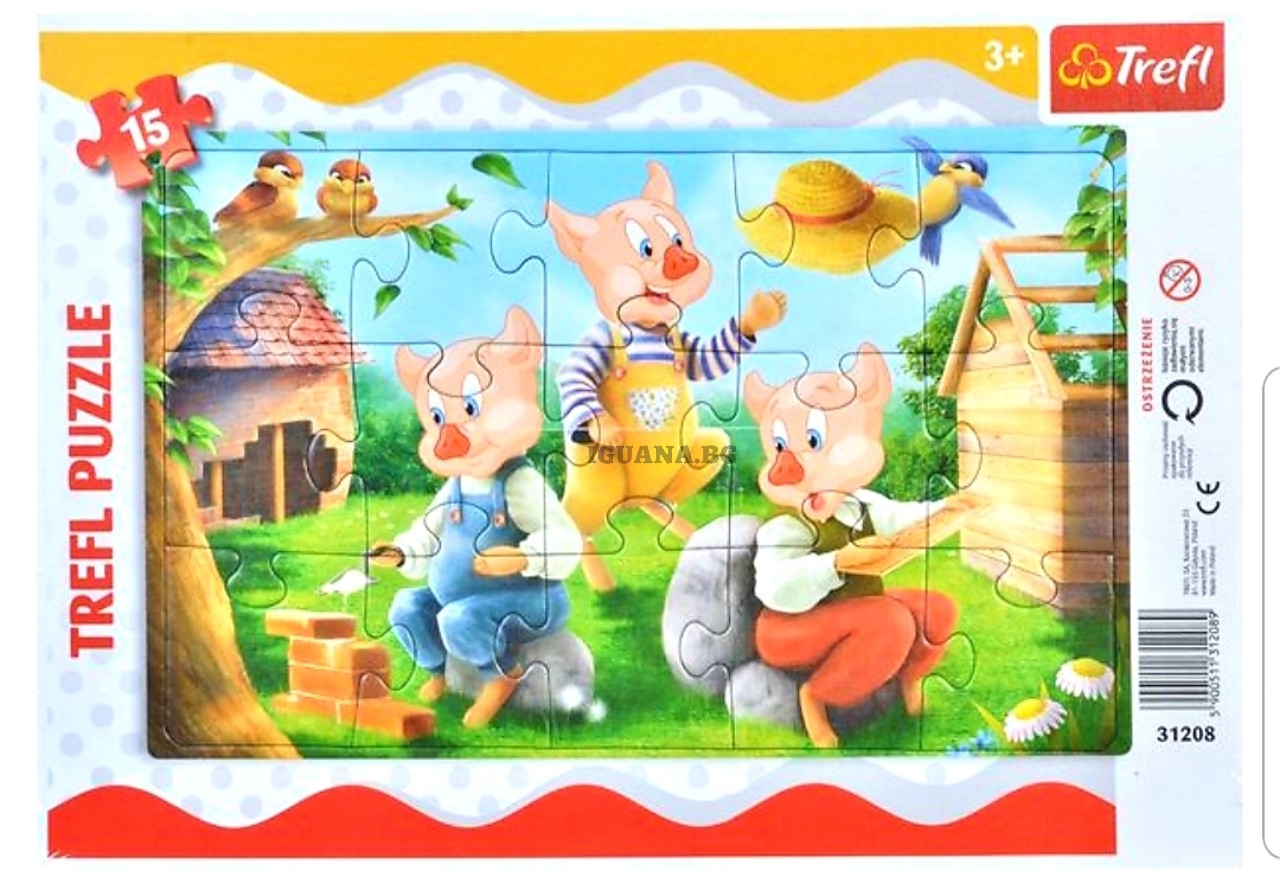 Детски пъзел 15 части ТРИТЕ ПРАСЕНЦА, 26х16см