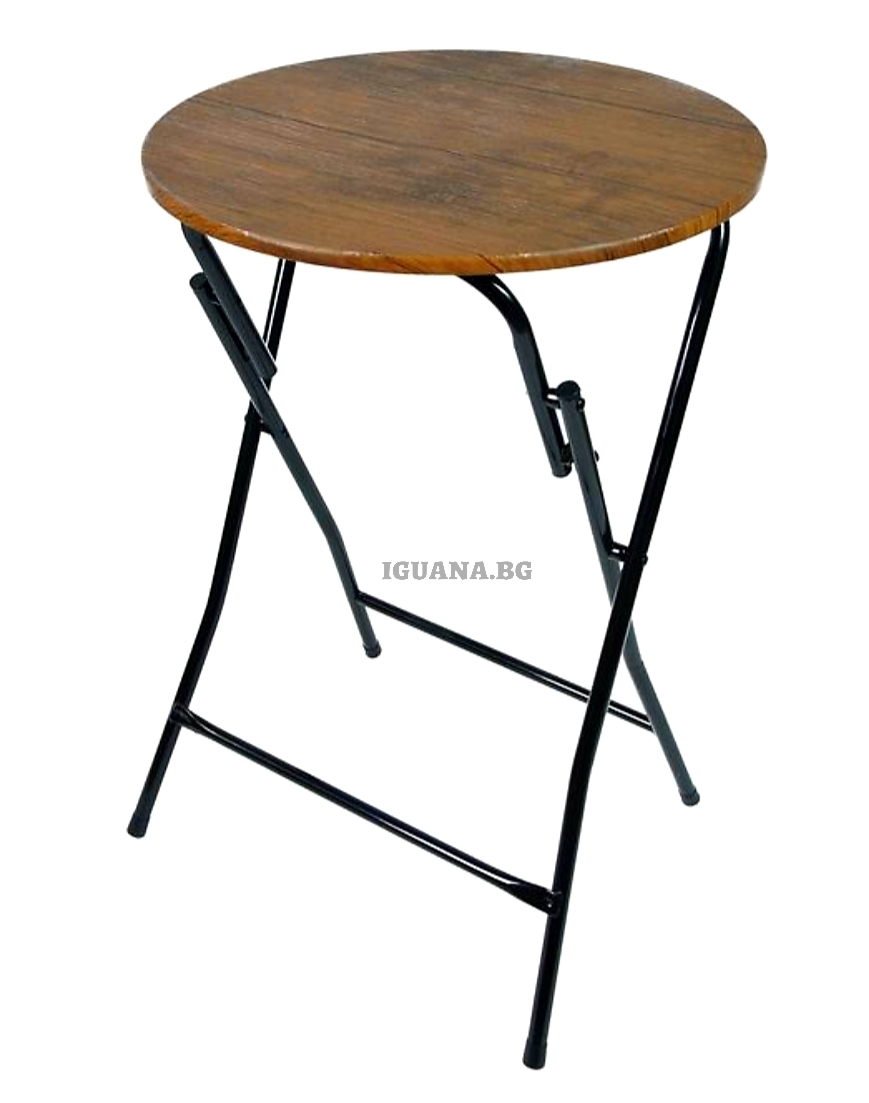 Сгъваема кръгла кафява маса, 44.5x65.5 см