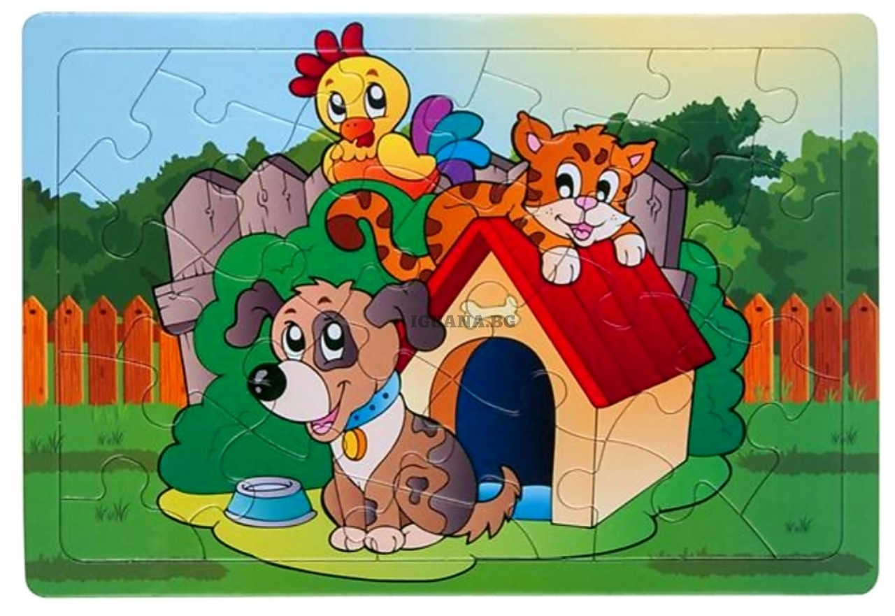 Детски пъзел 24 части, Куче с къща