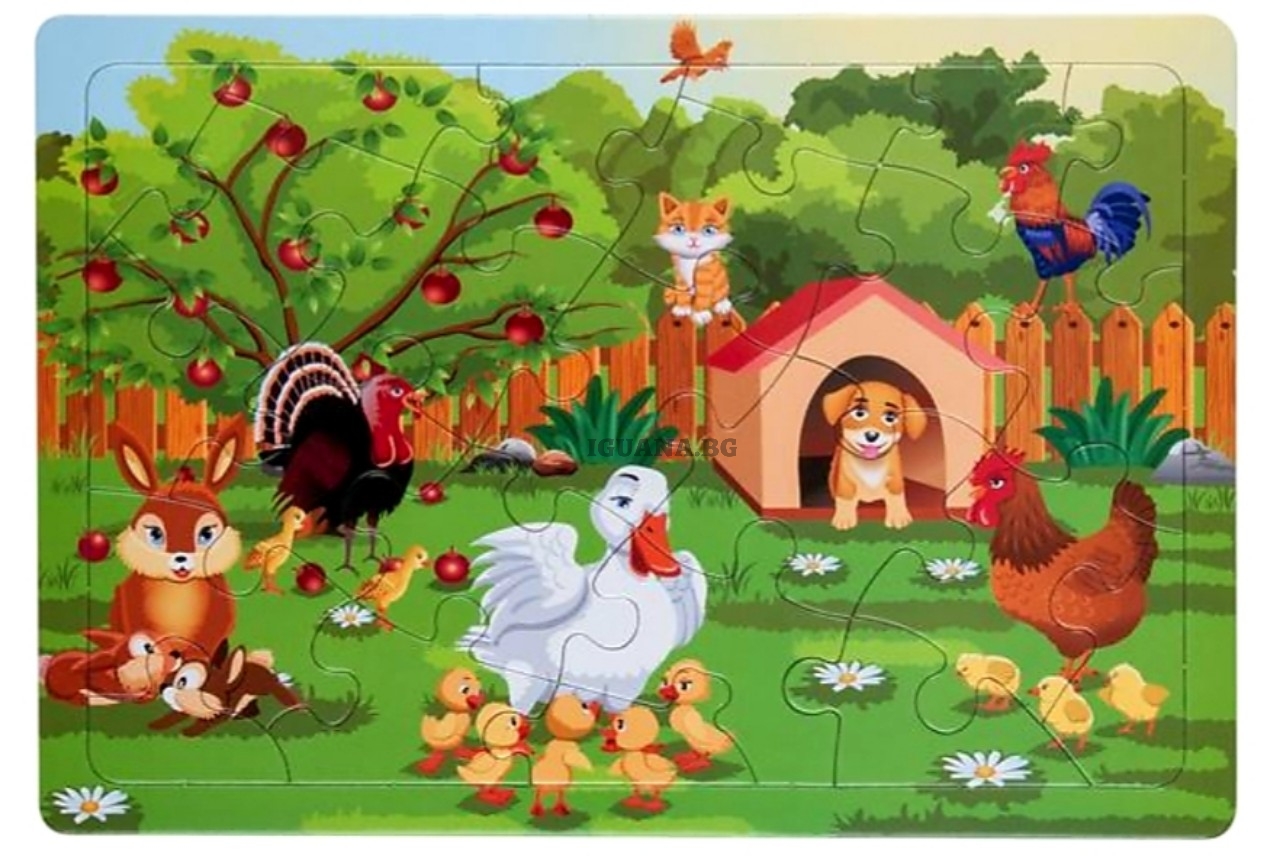 Детски пъзел 24 части, Животни на двора