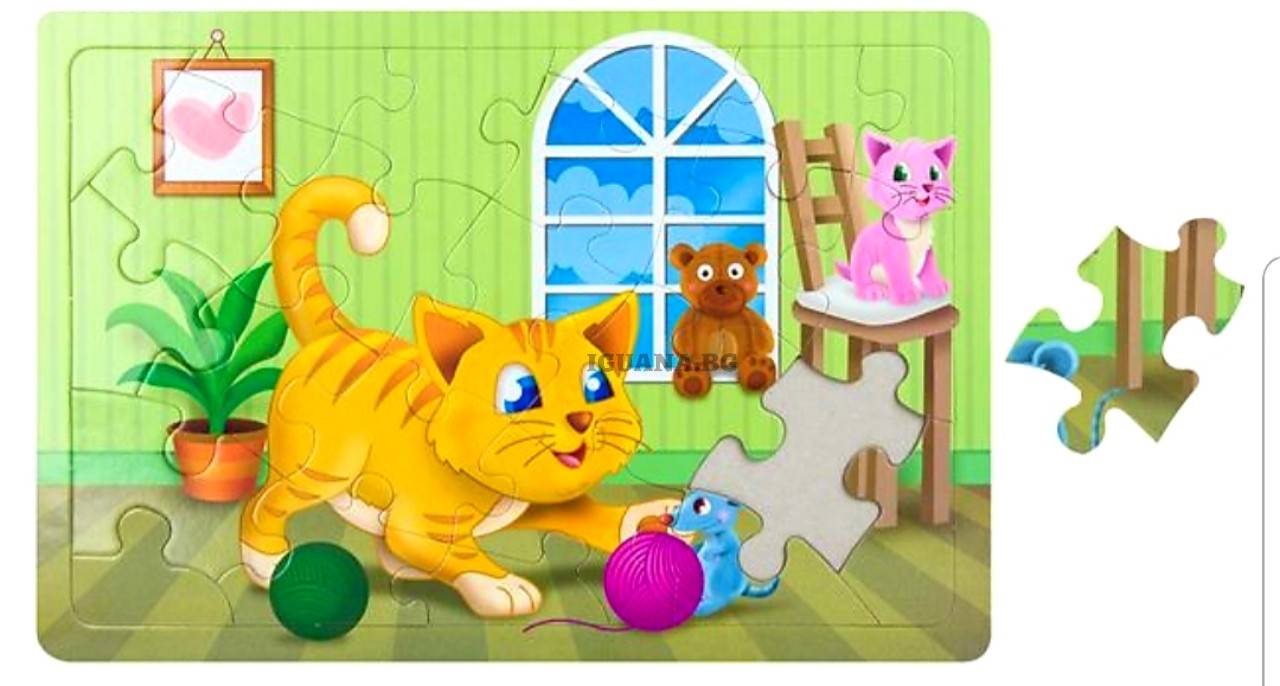 Детски пъзел 24 части, Коте с прежда