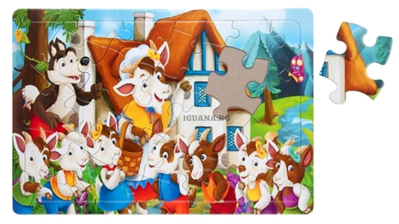 Детски пъзел 24 части, Вълчо и Козлета