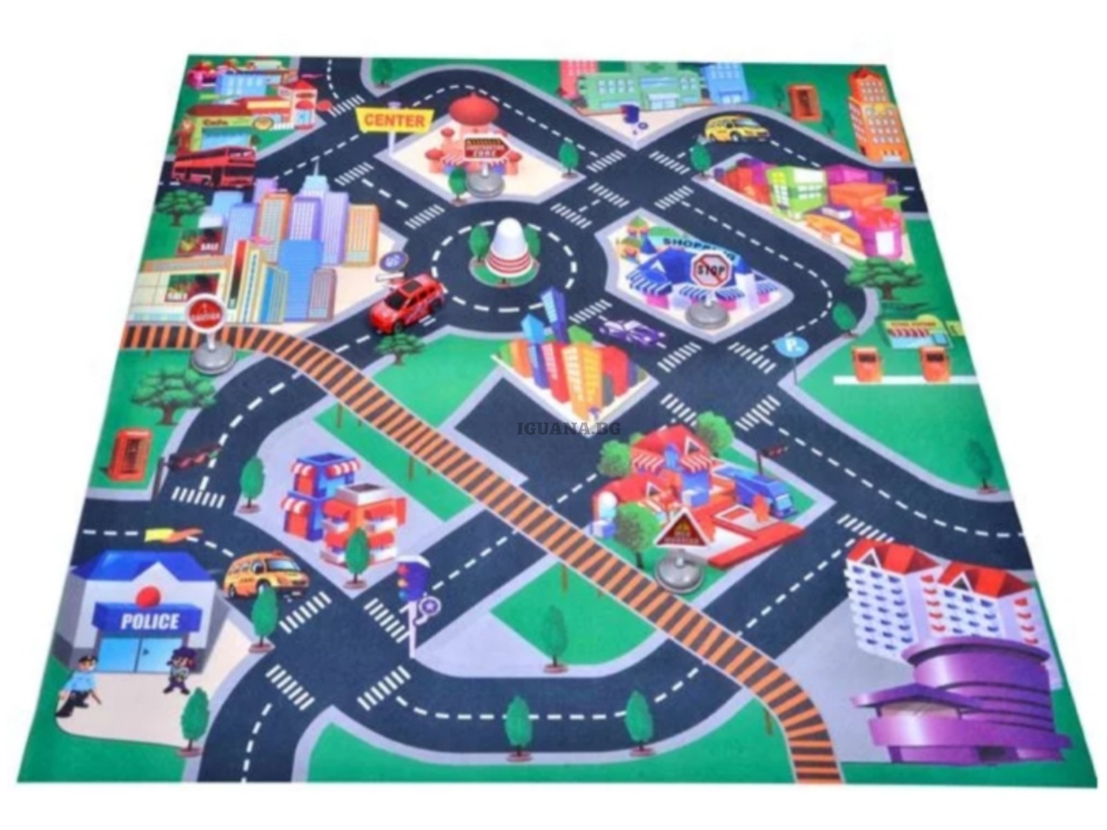 Килимче за игра с автомобил и пътни знаци